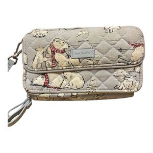 Vera Bradley Beary Merry Polar Bear Quilted Wristlet Wallet Full Zip Winter Snow